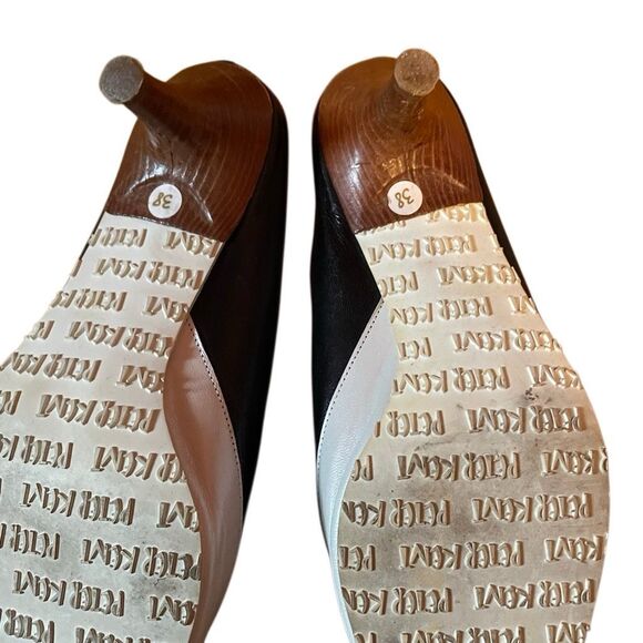 PETER KENT | black silver leather kitten heel mules 38 - Picture 9 of 13